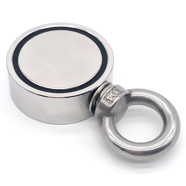 Imanes de pesca de neodimio de doble cara con perno de ojo SST 