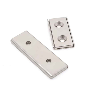 Gran oferta, alta calidad, N35 N45, herramienta magnética rectangular de neodimio, forma de bloque, revestimiento de Ni, agujero avellanado, imán de canal NdFeB